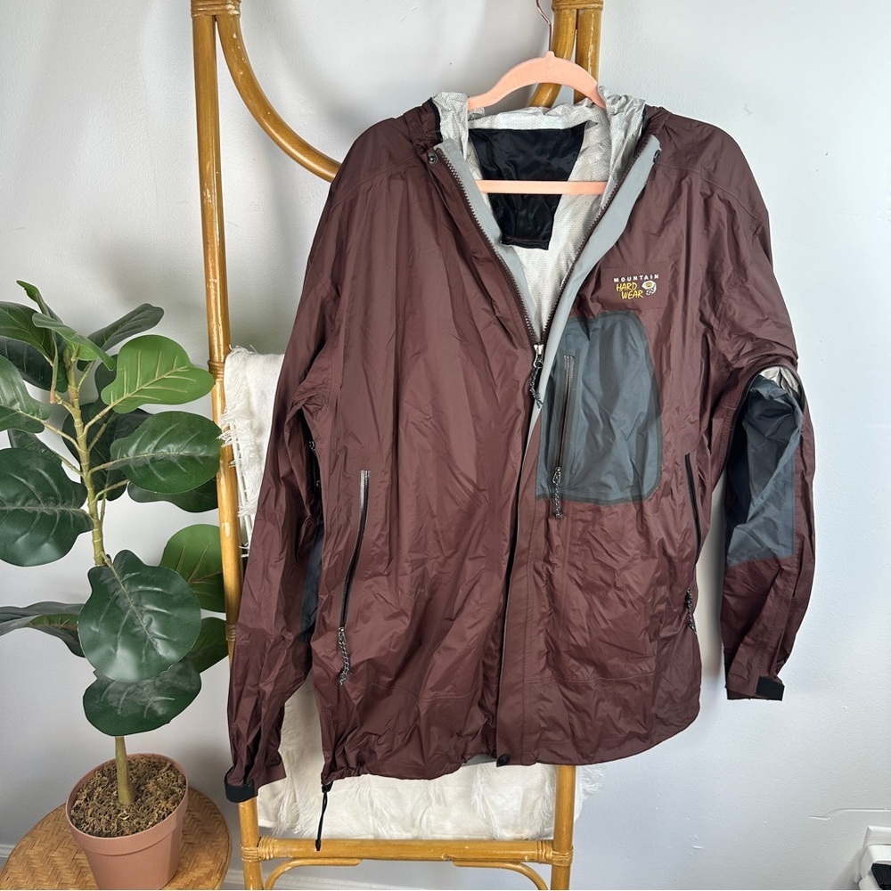 Mens Mountain Hardwear Maroon Zip Up Rain Jacket sz XXL
